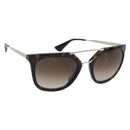 PRADA Sunglasses Plastic Black Gold Tone Auth BA15440-1