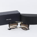 PRADA Sunglasses Plastic Black Gold Tone Auth BA15440-16