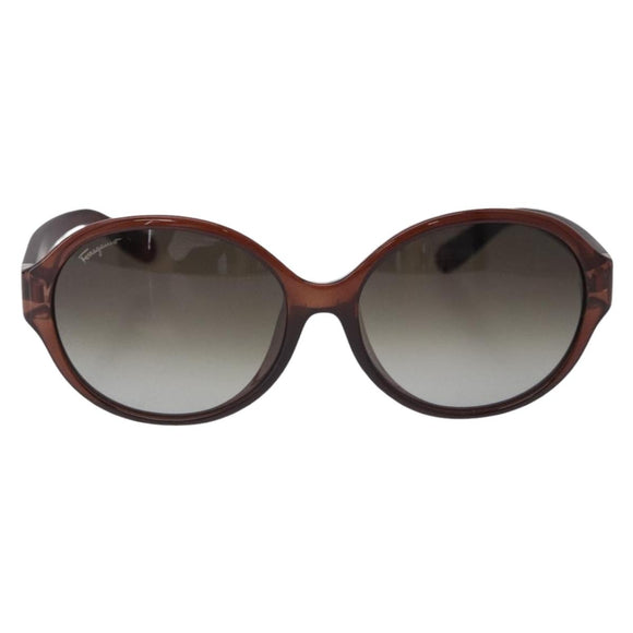 Salvatore Ferragamo Sunglasses Plastic Brown Gold Tone Auth BA15441V