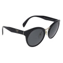 PRADA Sunglasses Plastic Black Gold Tone Auth BA15442-1