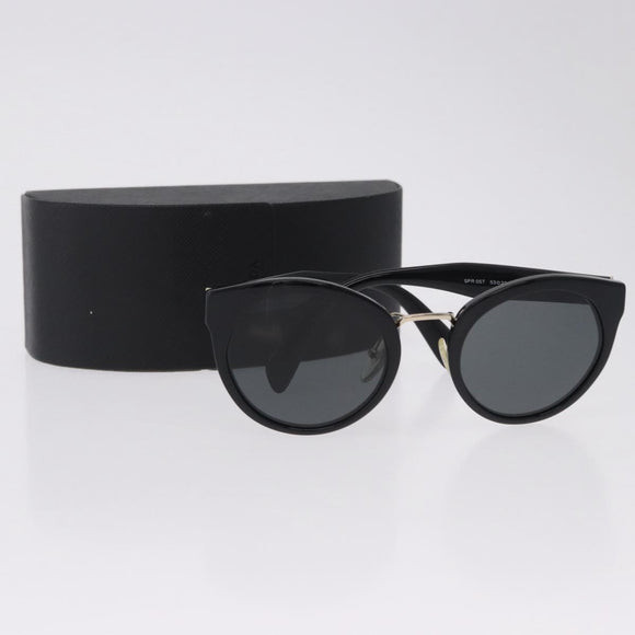 PRADA Sunglasses Plastic Black Gold Tone Auth BA15442