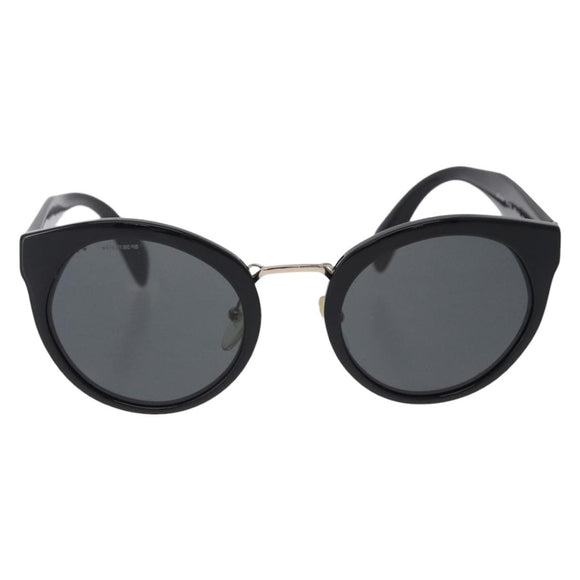 PRADA Sunglasses Plastic Black Gold Tone Auth BA15442