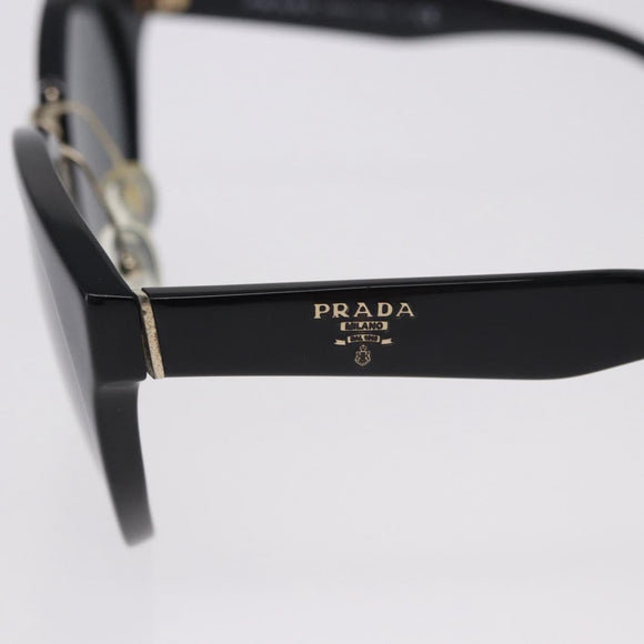 PRADA Sunglasses Plastic Black Gold Tone Auth BA15442