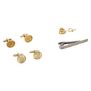 SAINT LAURENT dunhill Cuffs Tie Pin Metal 4 Set Gold Tone Silver Auth BA15443-1