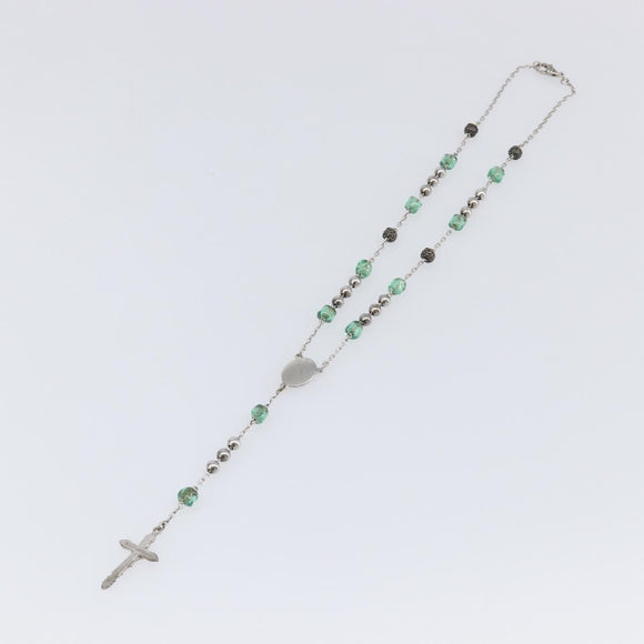 DOLCE&GABBANA Rosary Necklace Metal Silver Green Auth BA15444V