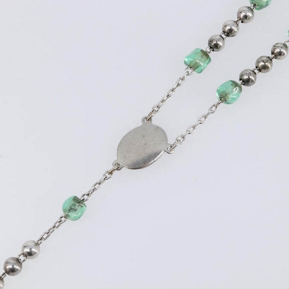 DOLCE&GABBANA Rosary Necklace Metal Silver Green Auth BA15444V