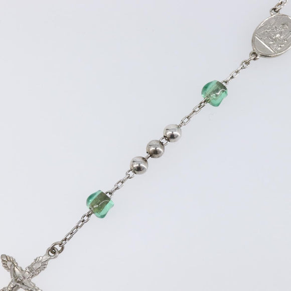 DOLCE&GABBANA Rosary Necklace Metal Silver Green Auth BA15444V