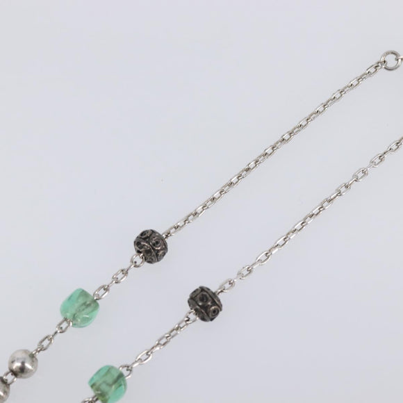 DOLCE&GABBANA Rosary Necklace Metal Silver Green Auth BA15444V