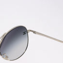 CHANEL Sunglasses Metal Silver Black CC Auth BA15445M-11