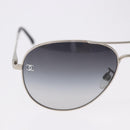 CHANEL Sunglasses Metal Silver Black CC Auth BA15445M-4