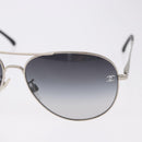 CHANEL Sunglasses Metal Silver Black CC Auth BA15445M-5