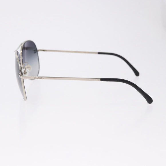 CHANEL Sunglasses Metal Silver Black CC Auth BA15445M