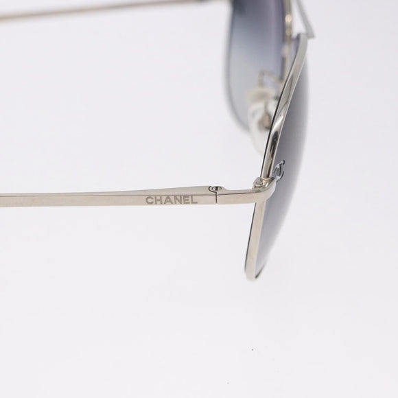 CHANEL Sunglasses Metal Silver Black CC Auth BA15445M
