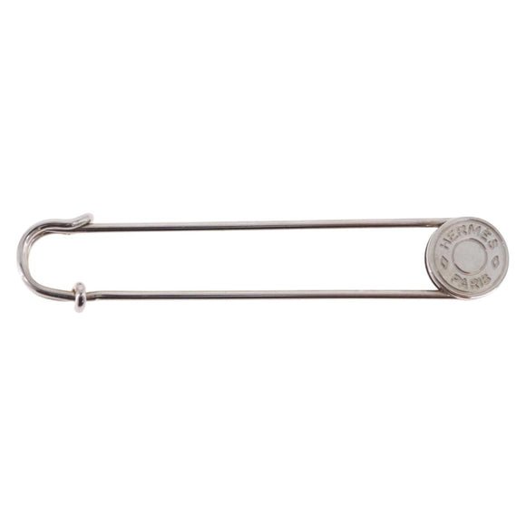 HERMES Serie Pin Brooch Metal Silver Auth BA15449V