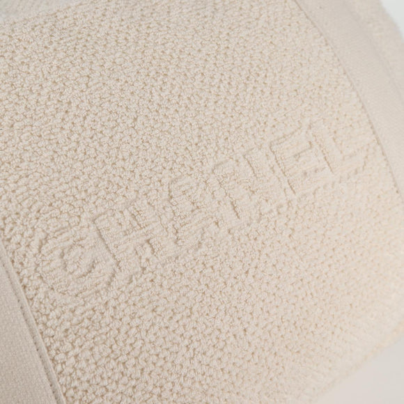 CHANEL COCO Mark Boston Bag Pile White Silver CC Auth BA1544AM