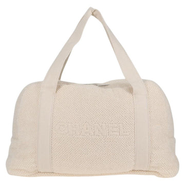 CHANEL COCO Mark Boston Bag Pile White Silver CC Auth BA1544AM - 0