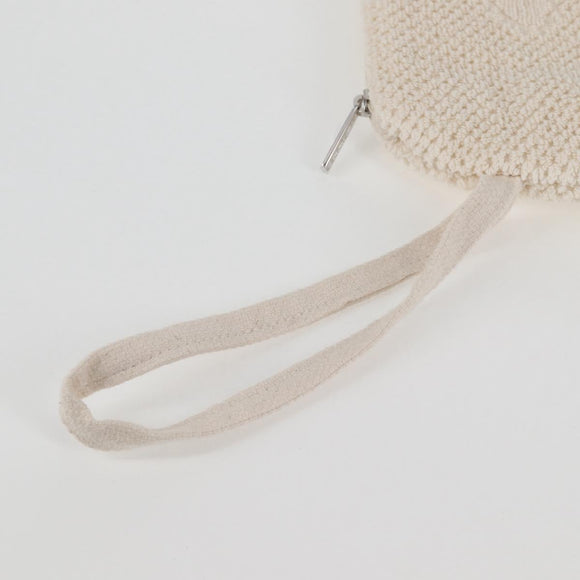 CHANEL COCO Mark Boston Bag Pile White Silver CC Auth BA1544AM