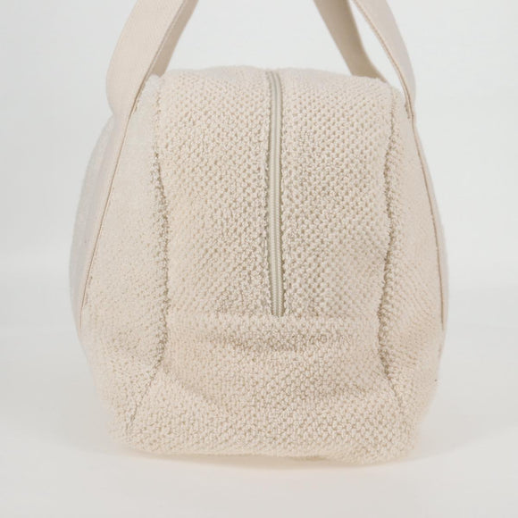 CHANEL COCO Mark Boston Bag Pile White Silver CC Auth BA1544AM