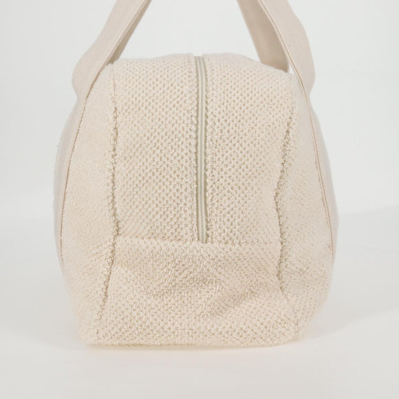 CHANEL COCO Mark Boston Bag Pile White Silver CC Auth BA1544AM