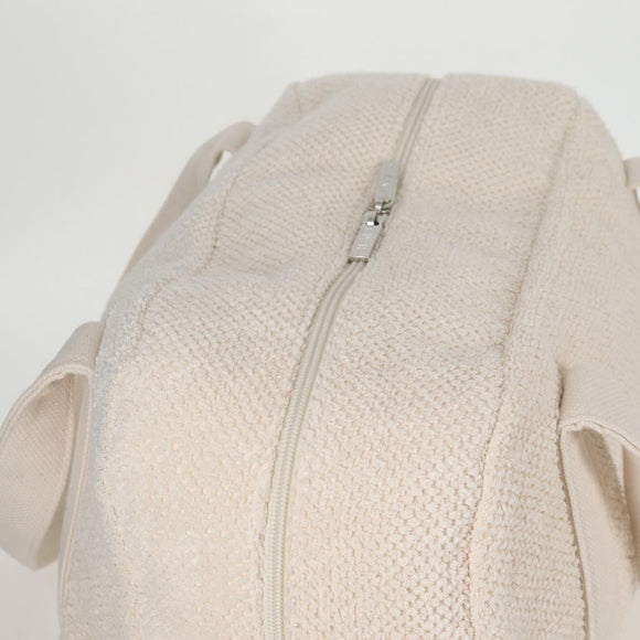 CHANEL COCO Mark Boston Bag Pile White Silver CC Auth BA1544AM