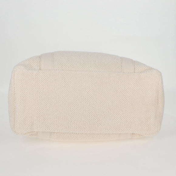 CHANEL COCO Mark Boston Bag Pile White Silver CC Auth BA1544AM