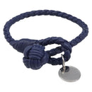 BOTTEGA VENETA INTRECCIATO Bracelet Leather Navy Silver Auth BA15456V-2