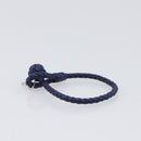 BOTTEGA VENETA INTRECCIATO Bracelet Leather Navy Silver Auth BA15456V-4