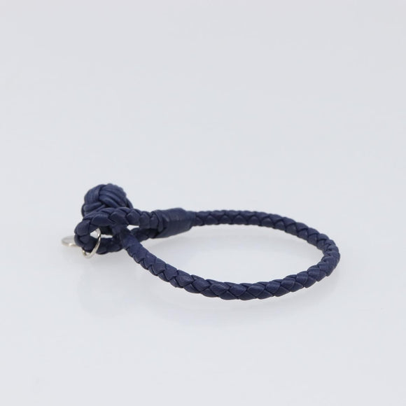BOTTEGA VENETA INTRECCIATO Bracelet Leather Navy Silver Auth BA15456V