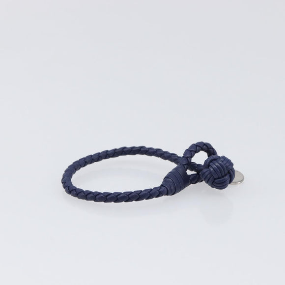 BOTTEGA VENETA INTRECCIATO Bracelet Leather Navy Silver Auth BA15456V