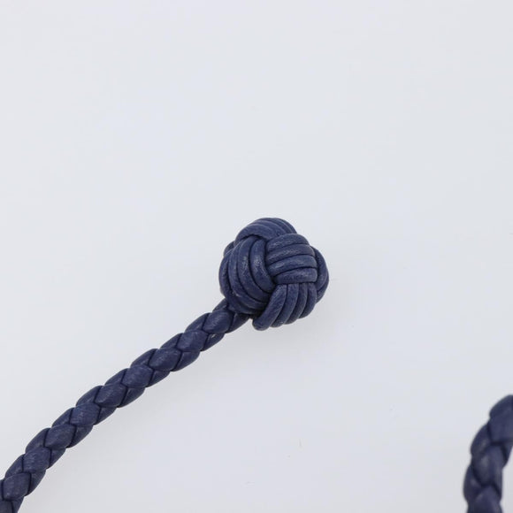 BOTTEGA VENETA INTRECCIATO Bracelet Leather Navy Silver Auth BA15456V