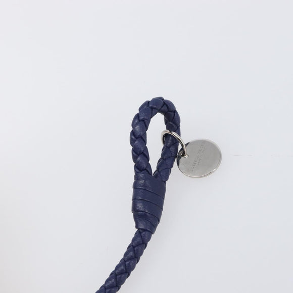 BOTTEGA VENETA INTRECCIATO Bracelet Leather Navy Silver Auth BA15456V