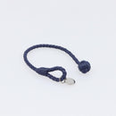 BOTTEGA VENETA INTRECCIATO Bracelet Leather Navy Silver Auth BA15456V-9