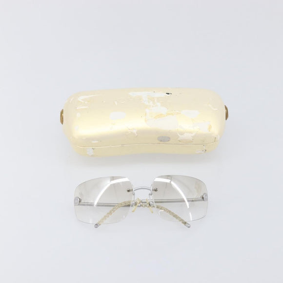 CHANEL Rimless Sunglasses Metal Silver CC Auth BA15458