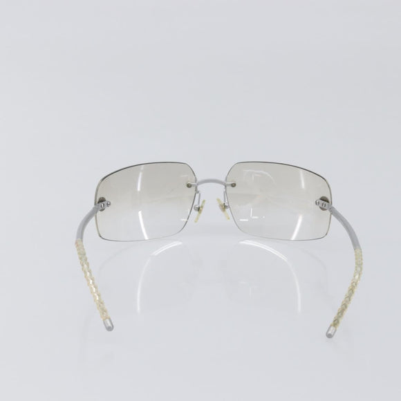 CHANEL Rimless Sunglasses Metal Silver CC Auth BA15458
