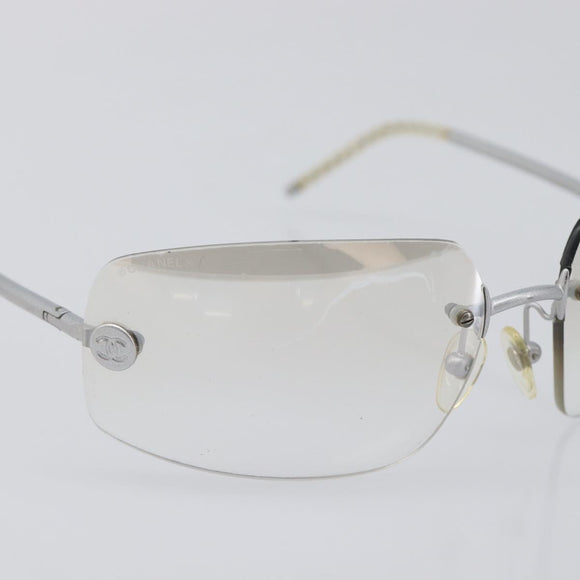 CHANEL Rimless Sunglasses Metal Silver CC Auth BA15458