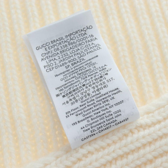 GUCCI Scarf Cashmere Ivory Gold Tone 773426 Auth BA15459V