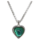SAINT LAURENT Necklace Metal Silver Green Auth BA15462-1