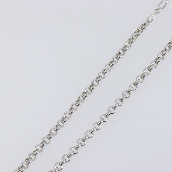 SAINT LAURENT Necklace Metal Silver Green Auth BA15462
