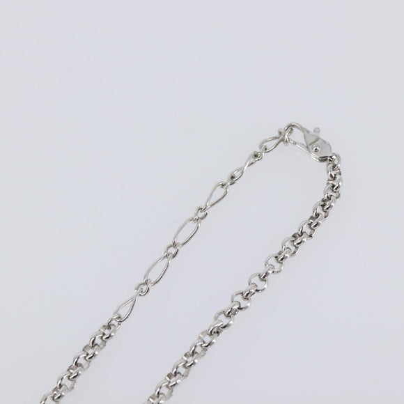 SAINT LAURENT Necklace Metal Silver Green Auth BA15462