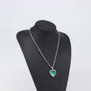 SAINT LAURENT Necklace Metal Silver Green Auth BA15462-14