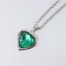 SAINT LAURENT Necklace Metal Silver Green Auth BA15462-3