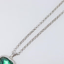 SAINT LAURENT Necklace Metal Silver Green Auth BA15462-4