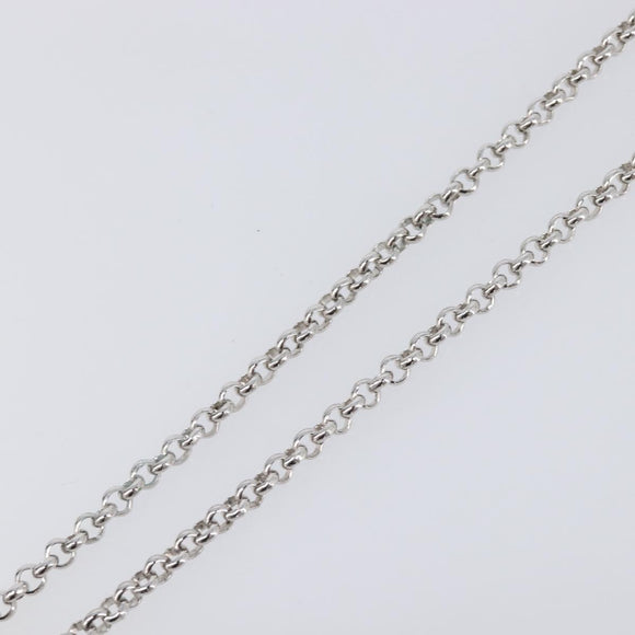 SAINT LAURENT Necklace Metal Silver Green Auth BA15462