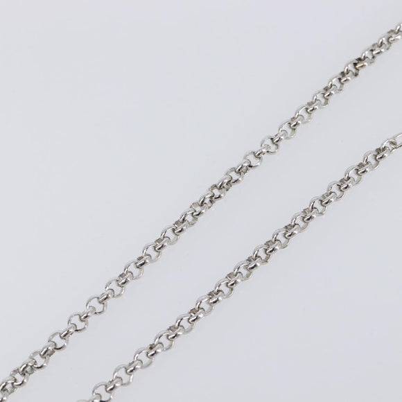 SAINT LAURENT Necklace Metal Silver Green Auth BA15462