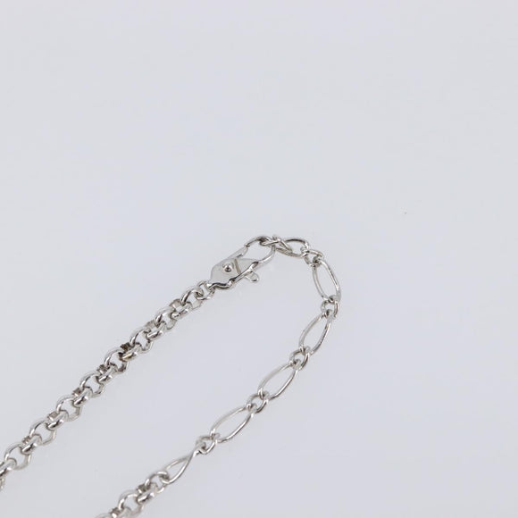SAINT LAURENT Necklace Metal Silver Green Auth BA15462