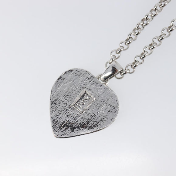 SAINT LAURENT Necklace Metal Silver Green Auth BA15462
