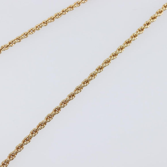 Christian Dior Necklace Metal Gold Tone Green Auth BA15465V