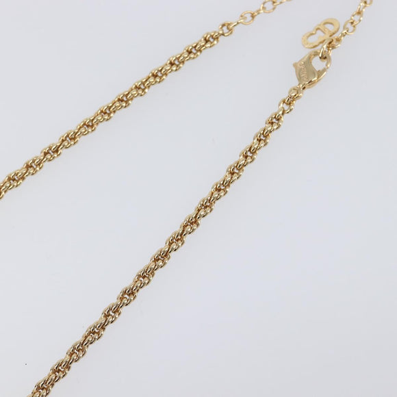 Christian Dior Necklace Metal Gold Tone Green Auth BA15465V