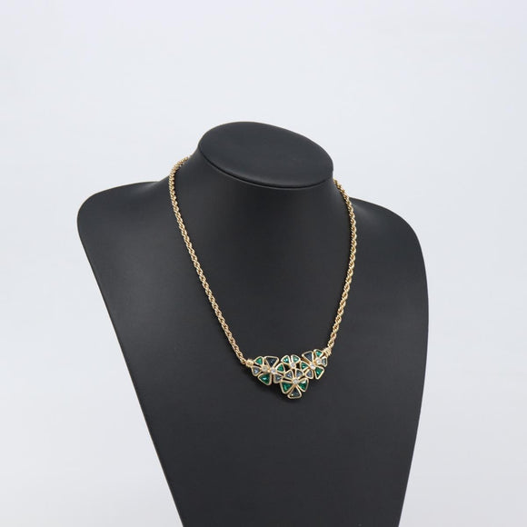 Christian Dior Necklace Metal Gold Tone Green Auth BA15465V