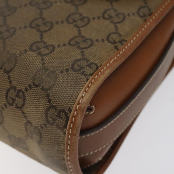 GUCCI GG Canvas Shoulder Bag Brown Gold Auth BA1547